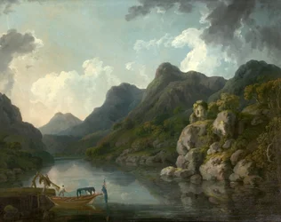 Blick auf Snowdon mit der Burg Dolbardarn von Llanberis, Nordwales, 1787